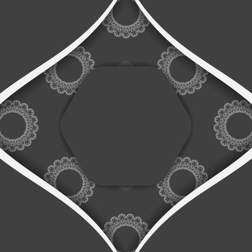 The flyer is black with a luxurious white pattern and is ready for print. vector