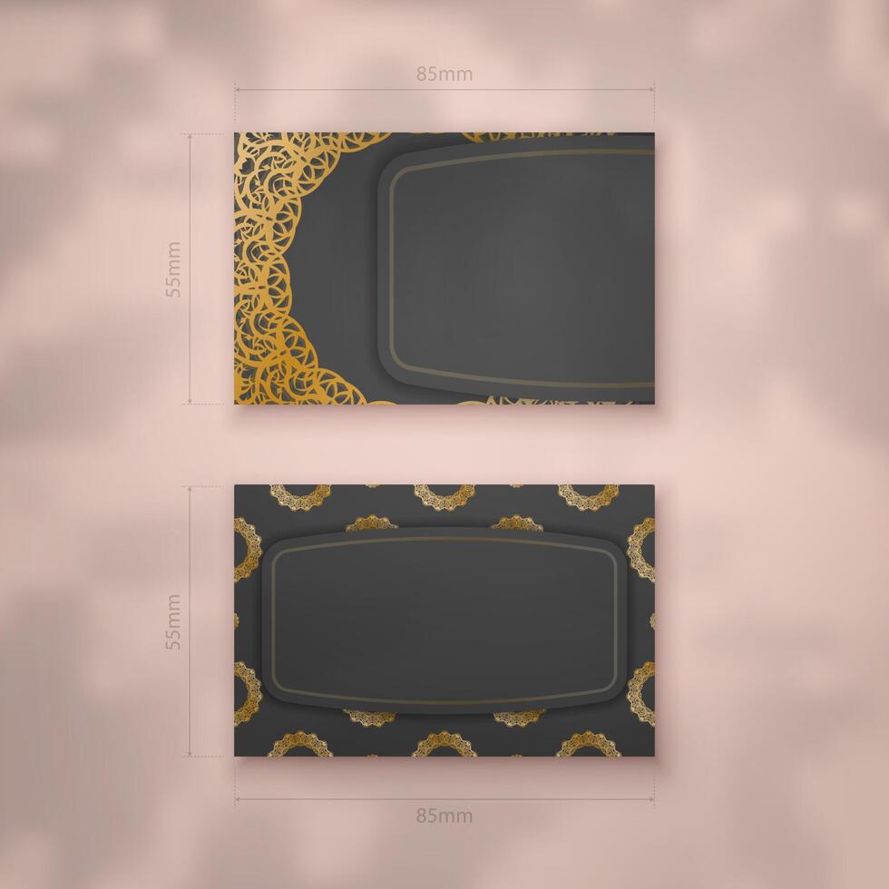 A presentable black business card with an antique gold pattern for your brand. vector