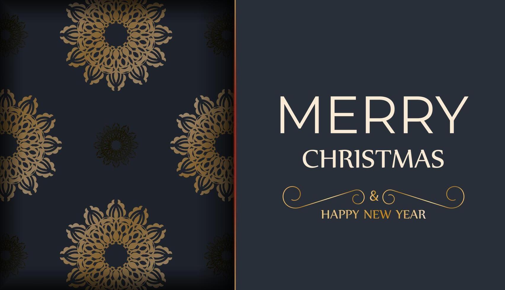 Christmas card with gold and black floral pattern vector