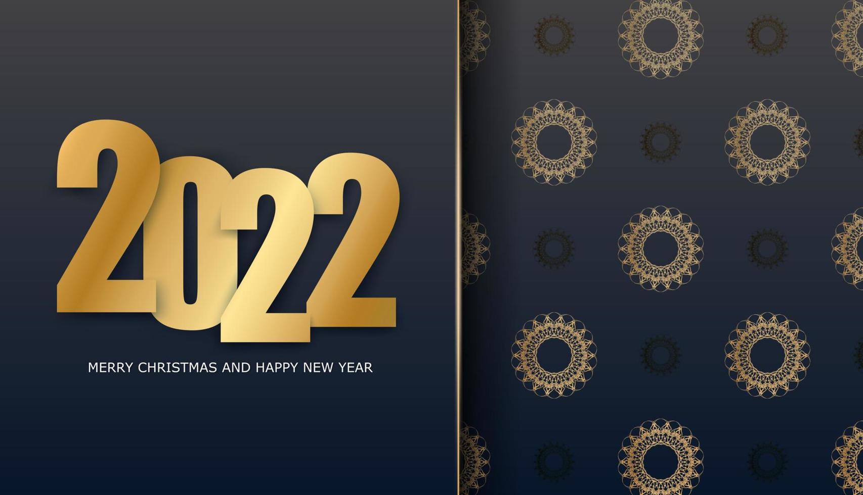 2022 brochure happy new year black with vintage gold pattern vector