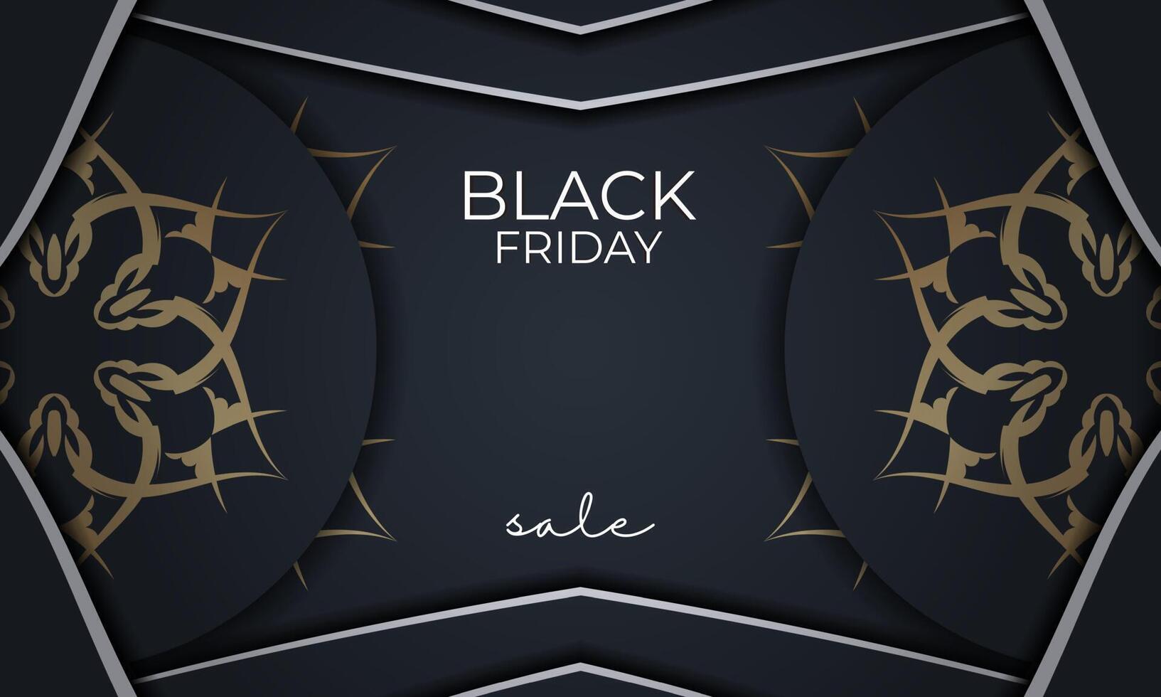 Black friday sale banner with gold pattern vector