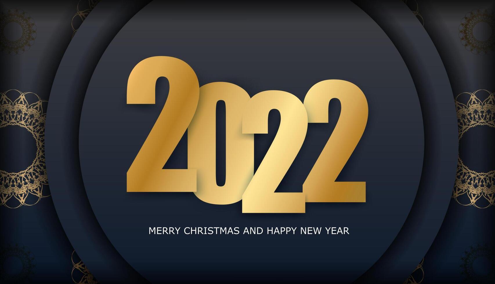 2022 brochure happy new year black with winter gold ornament vector