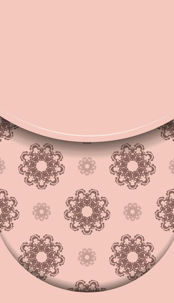A pink bowl with brown floral pattern vector