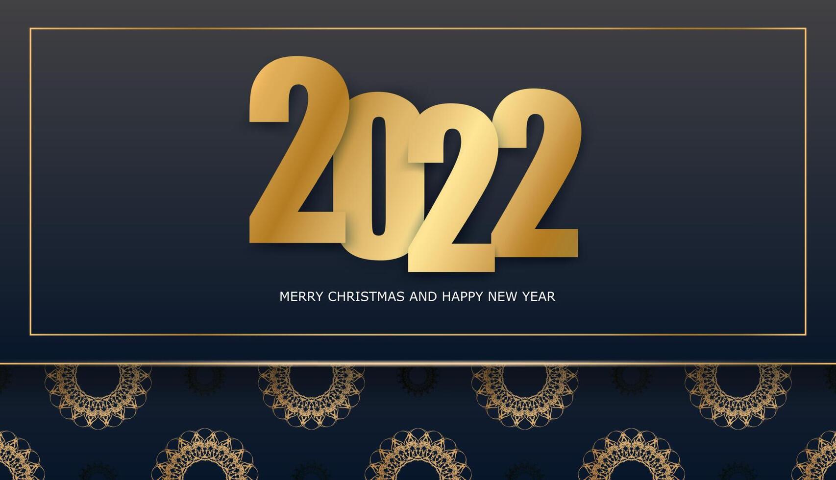 2022 brochure happy new year black with luxury gold pattern vector