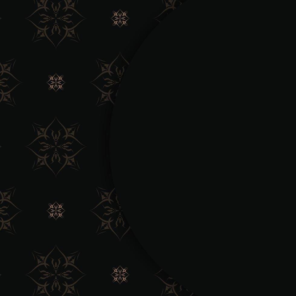 Postcard in black with a luxurious brown pattern for your brand. vector