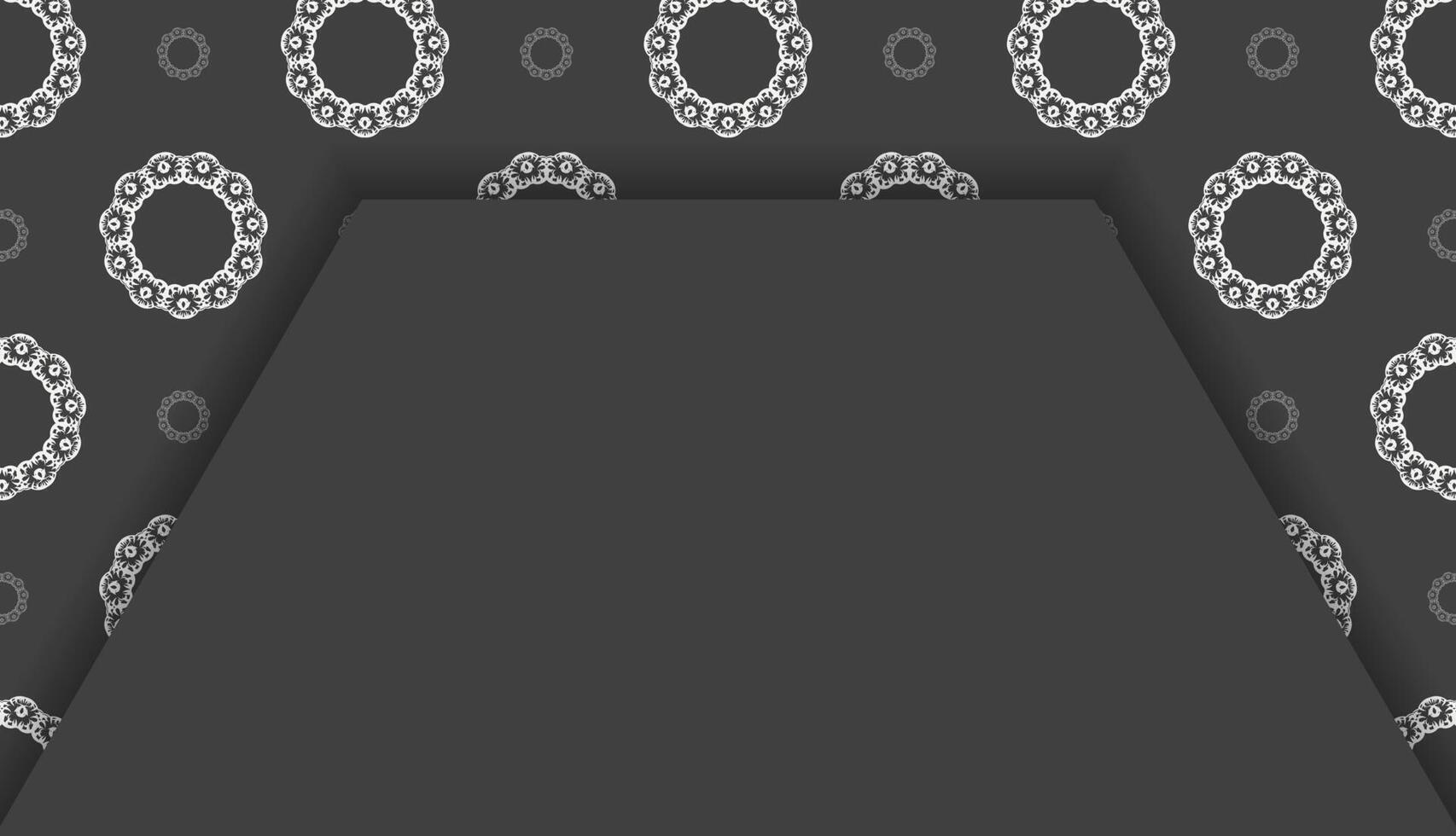 Black banner with vintage white pattern for logo design vector