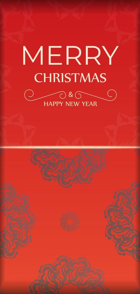 Red color merry christmas flyer with abstract burgundy ornament vector