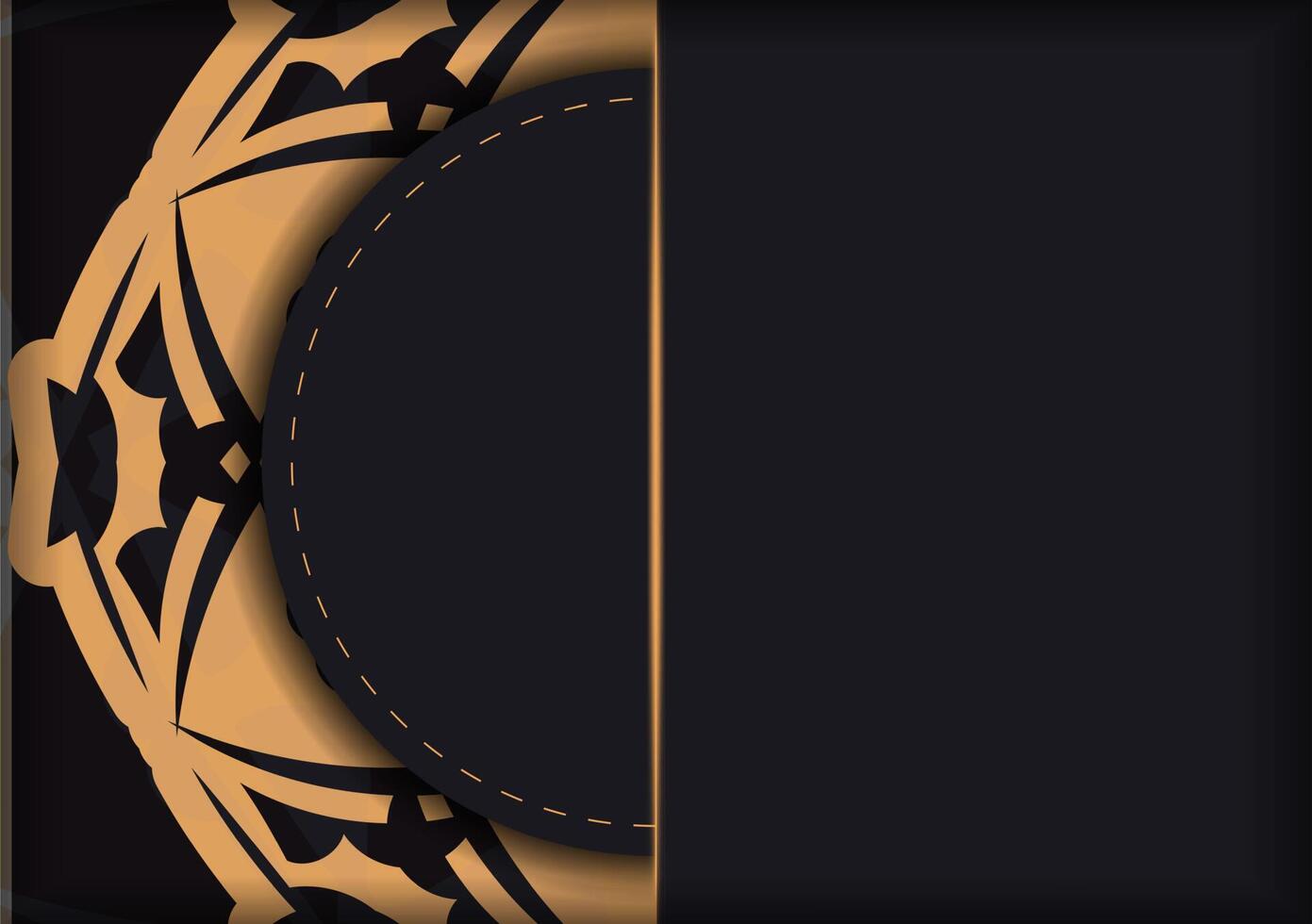 Greeting Brochure in dark color with orange luxury pattern vector