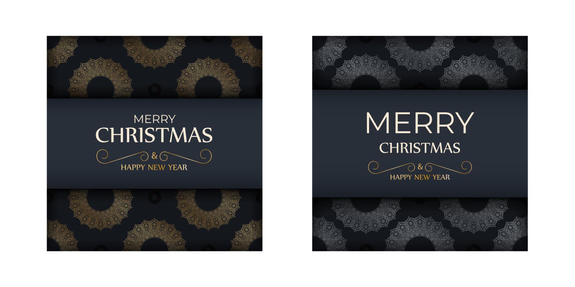 Two christmas cards with gold and black designs vector