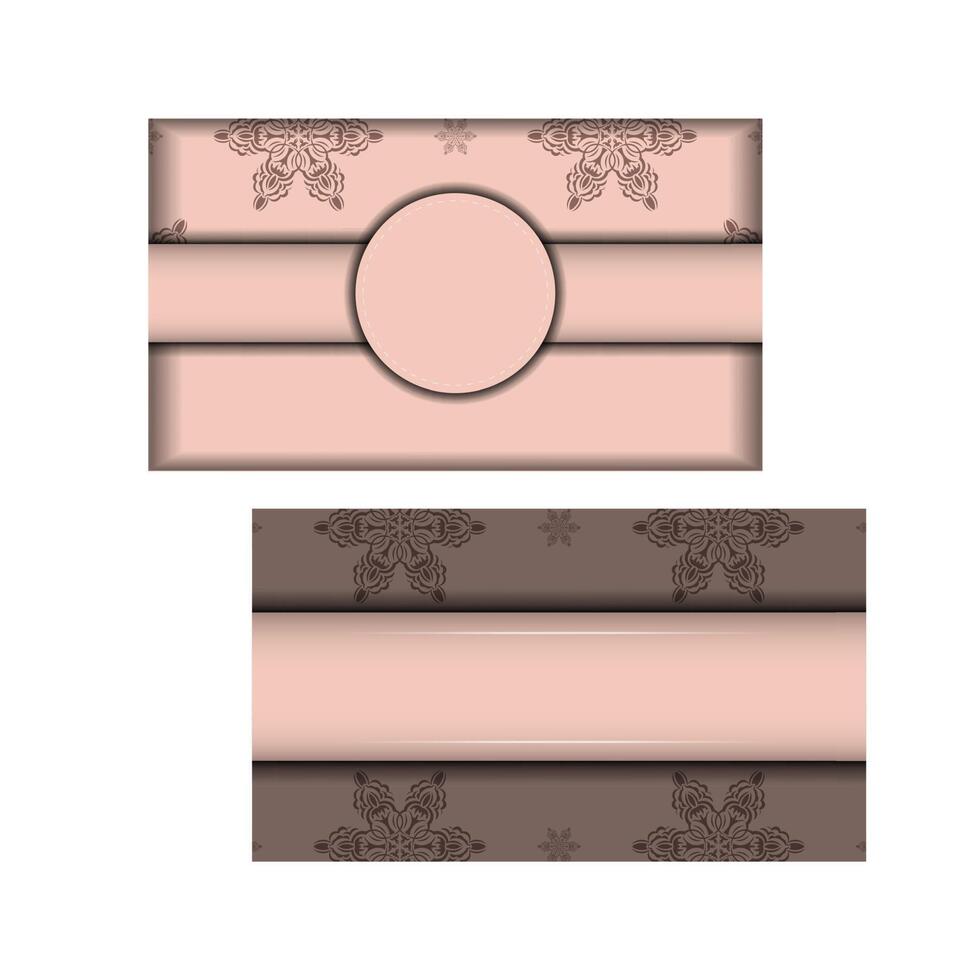 Two pink and brown business cards with floral patterns vector