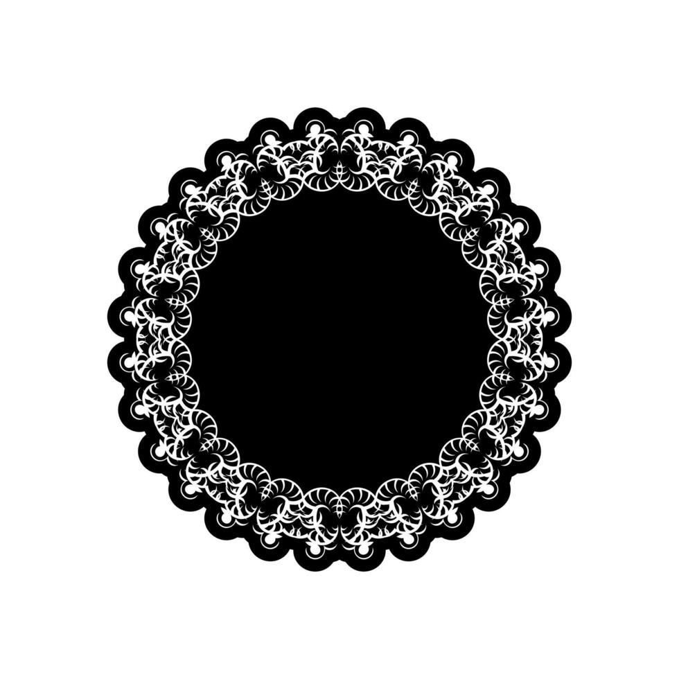 A black and white round lace pattern on a white background vector