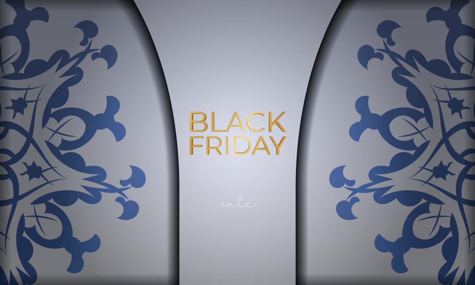 Beige color black friday party poster with vintage pattern vector