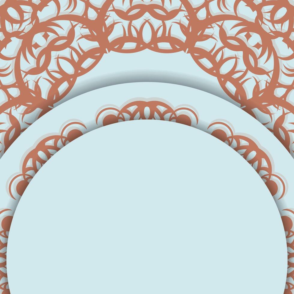 Postcard aquamarine color with Indian coral ornament for your congratulations. vector