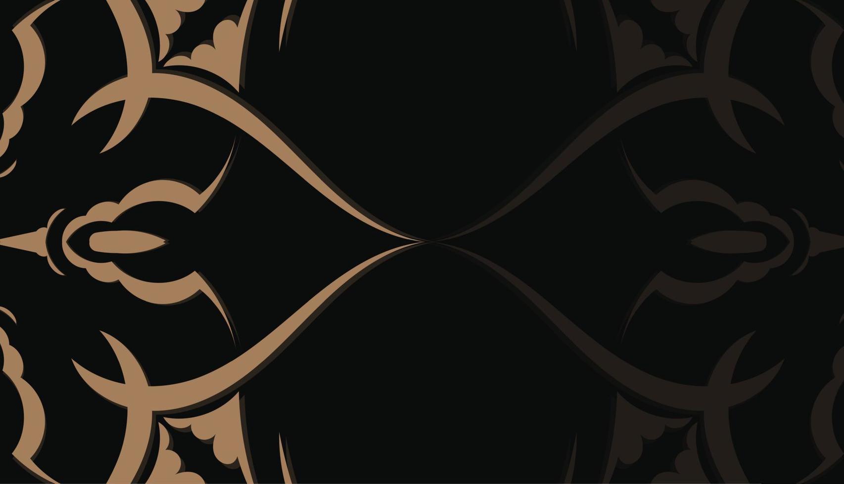 plantilla de banner negro con patrón marrón abstracto y lugar para logotipo o texto vector