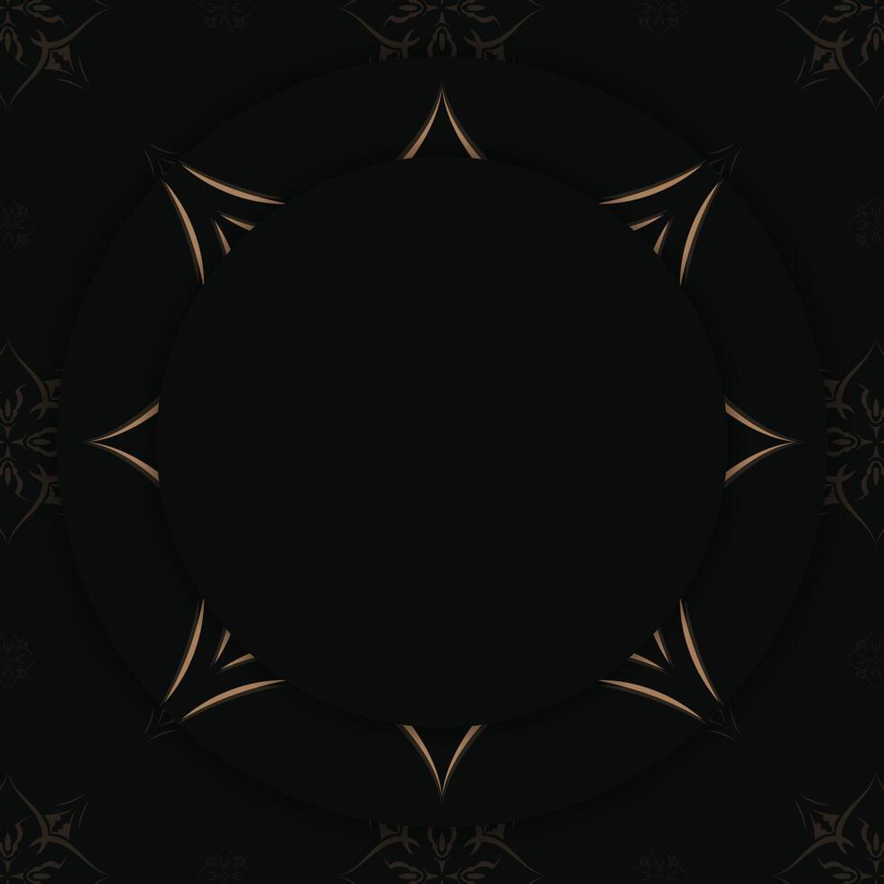 Congratulatory Brochure in black color with a mandala in brown pattern is ready for printing. vector