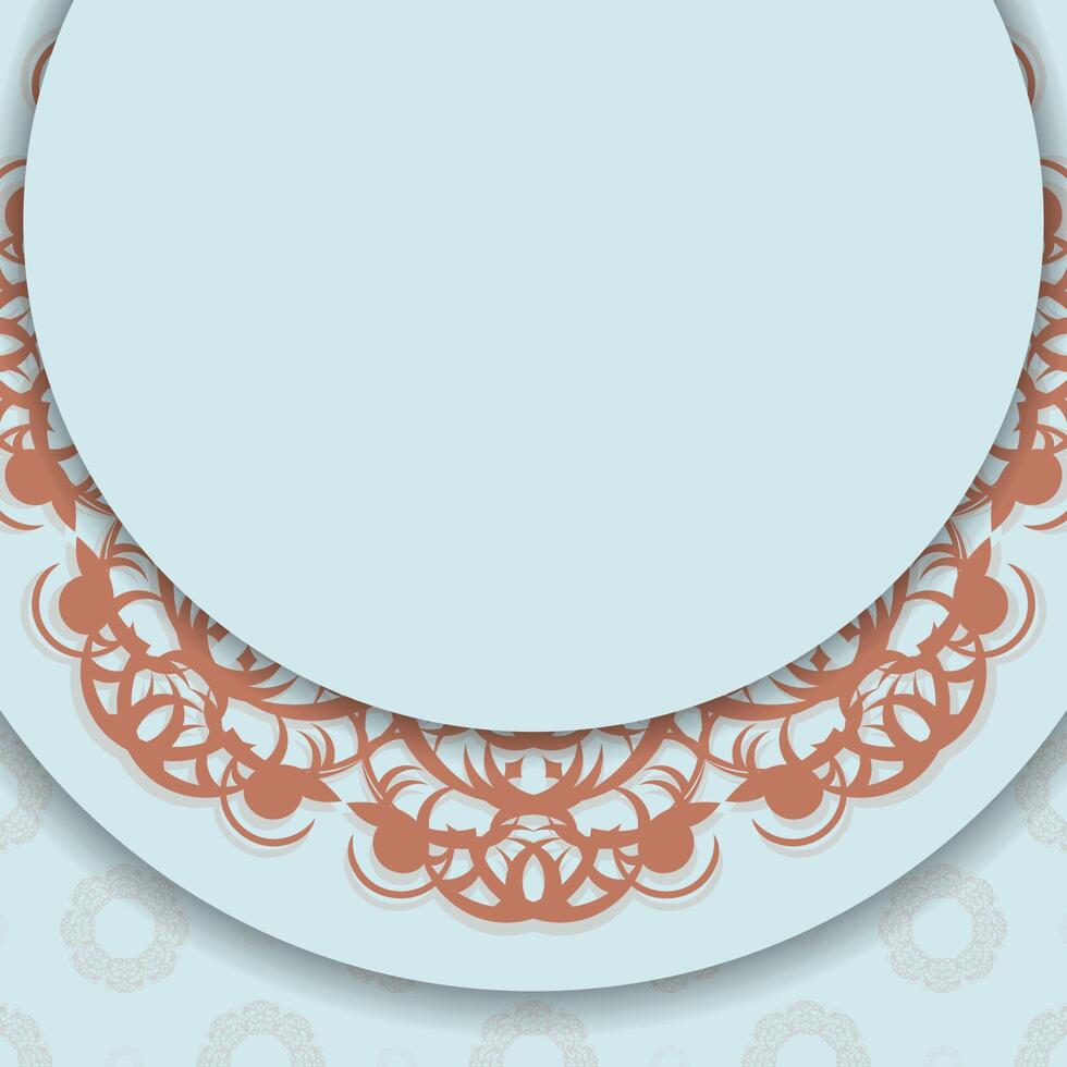 This postcard is aquamarine with an Indian coral pattern and is ready for printing. vector