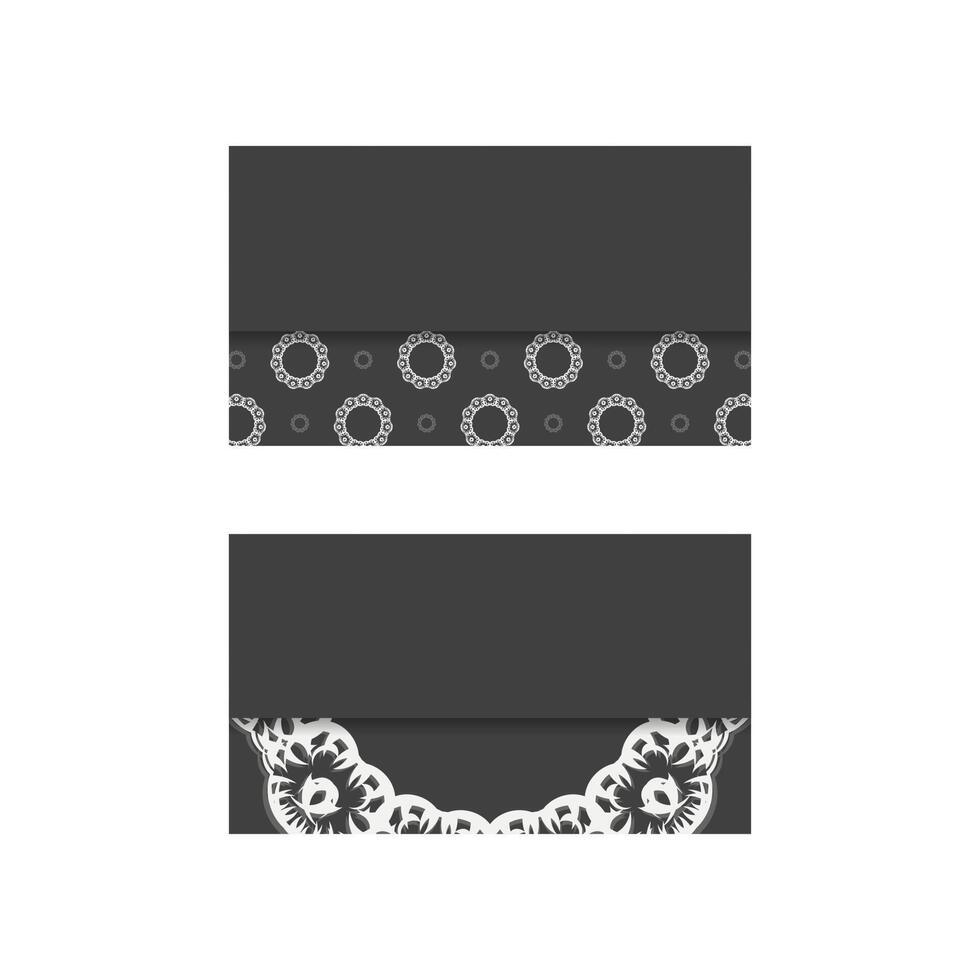 Black business card with Indian white pattern for your business. vector