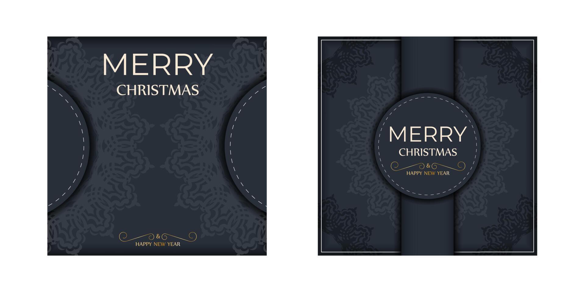Christmas card design with a black background and a gold ribbon vector