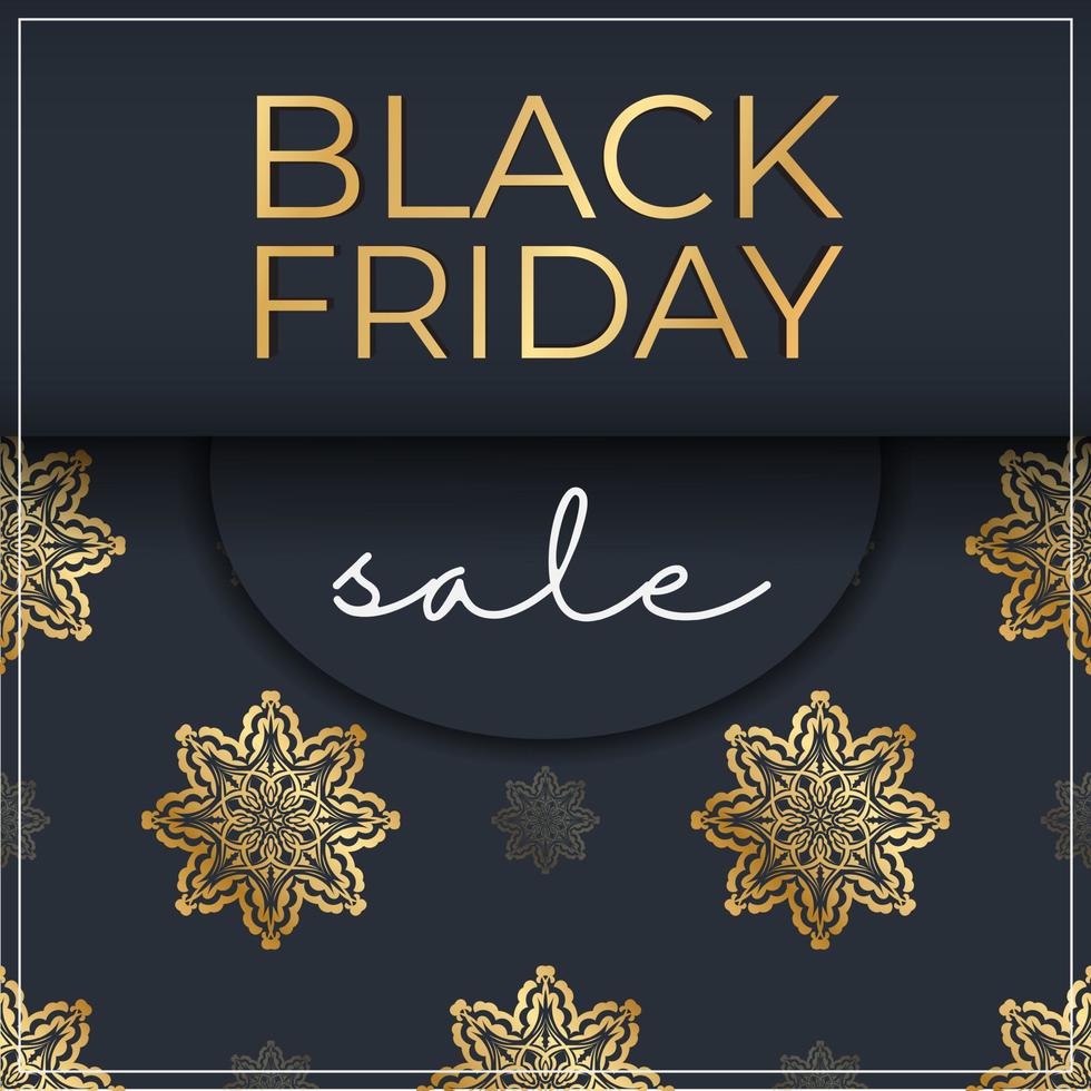 Baner Template For Black Friday in dark blue with abstract gold ornament vector