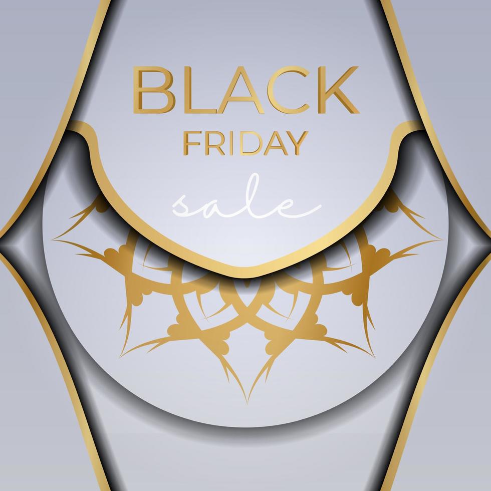 Beige black friday sale poster with round ornament vector