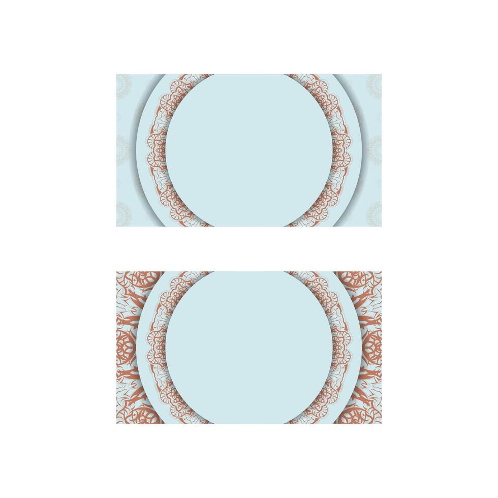 Business card in aquamarine color with abstract coral pattern for your brand. vector