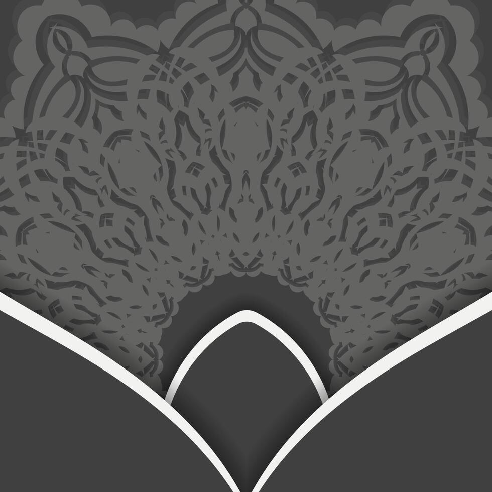 Black postcard with Greek white ornaments for your design. vector