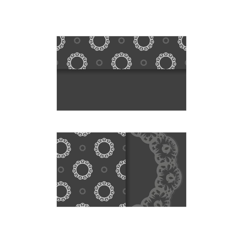 Business card in black with luxurious white ornaments for your brand. vector