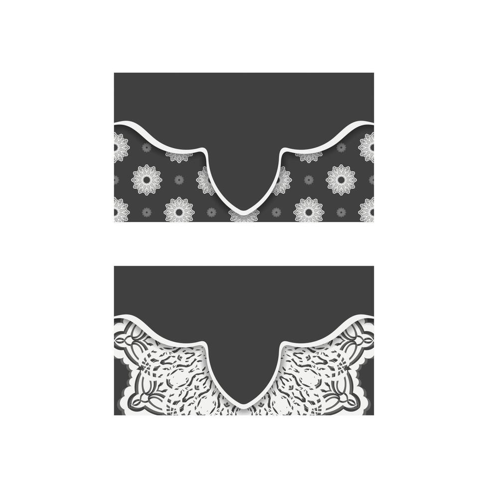 Black business card with Indian white pattern for your contacts. vector