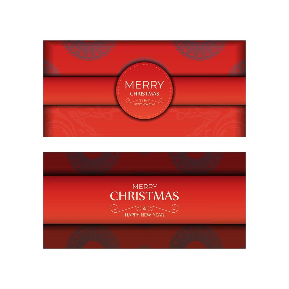 Holiday card Merry Christmas Red color with luxurious burgundy ornament vector