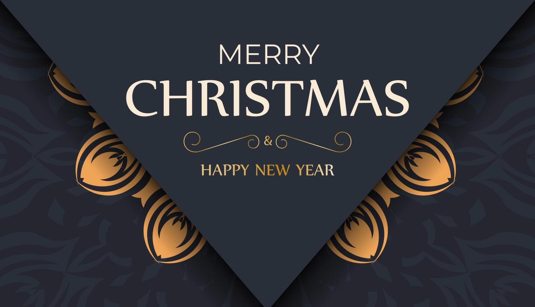 Christmas card with gold ornament and text merry christmas vector