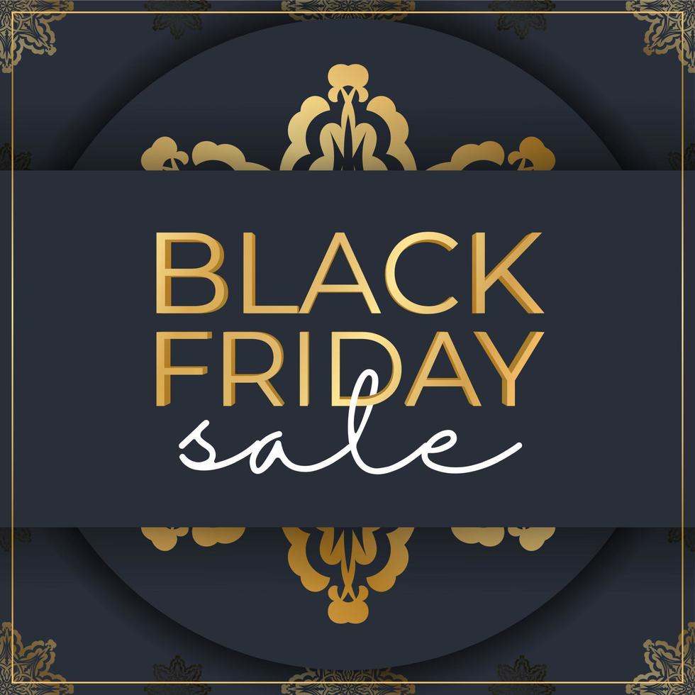 Baner Template For Black Friday In Dark Blue With Geometric Gold Pattern vector