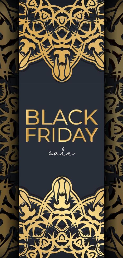 Celebratory advertising sale of black friday dark blue with a Greek ornament vector