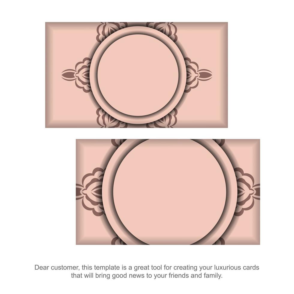 Brochure in pink with vintage pattern prepared for typography. vector