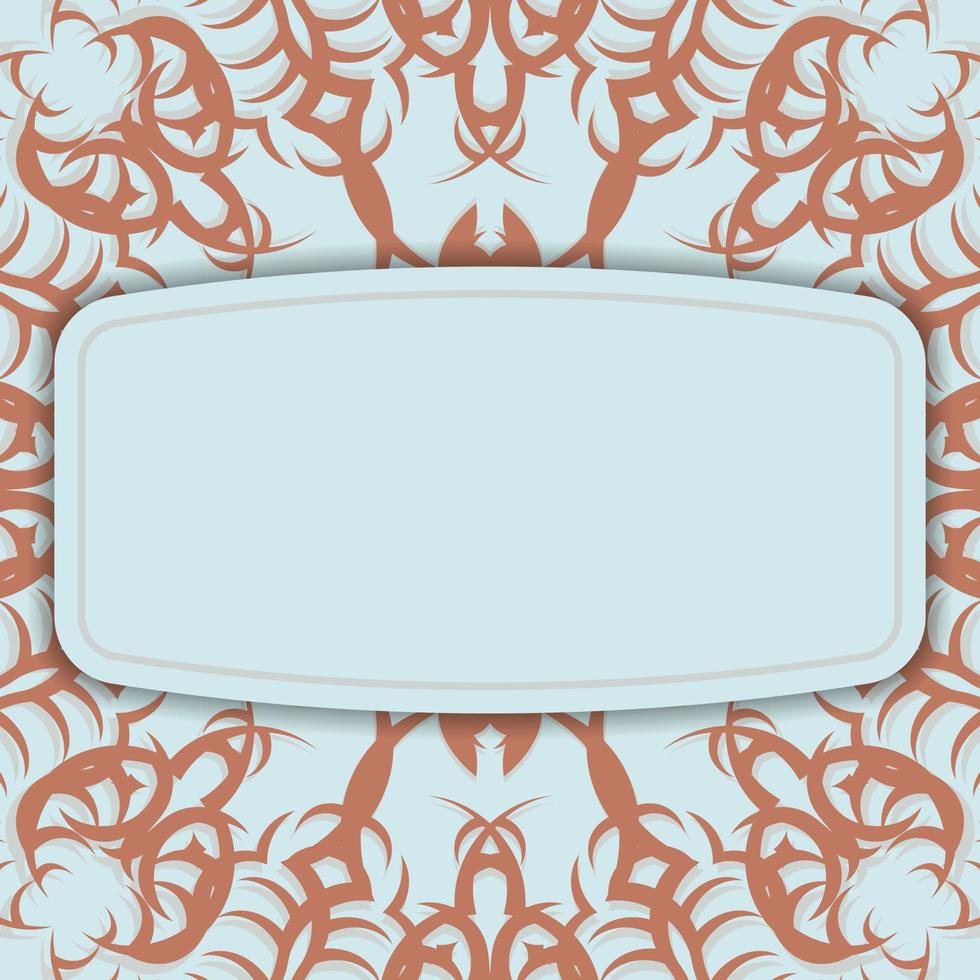 Aquamarine card with mandala coral pattern for your design. vector