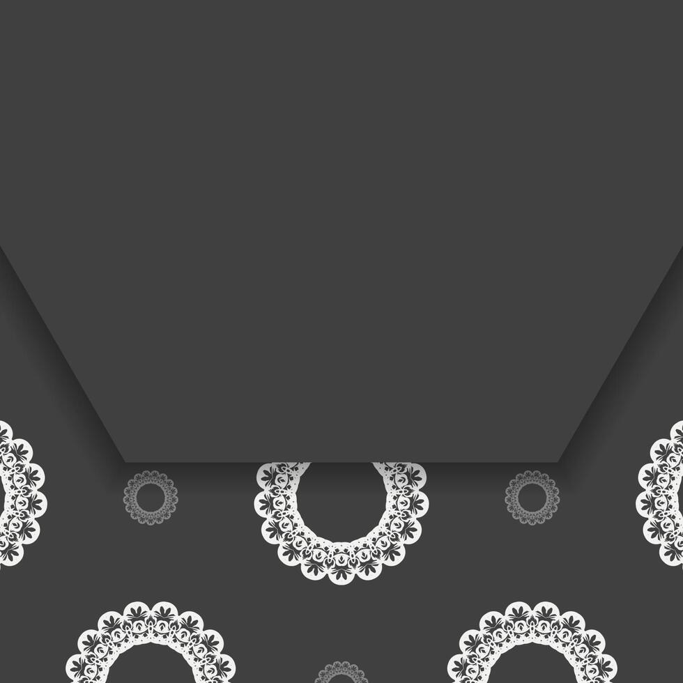 Postcard in black with a luxurious white pattern for your brand. vector