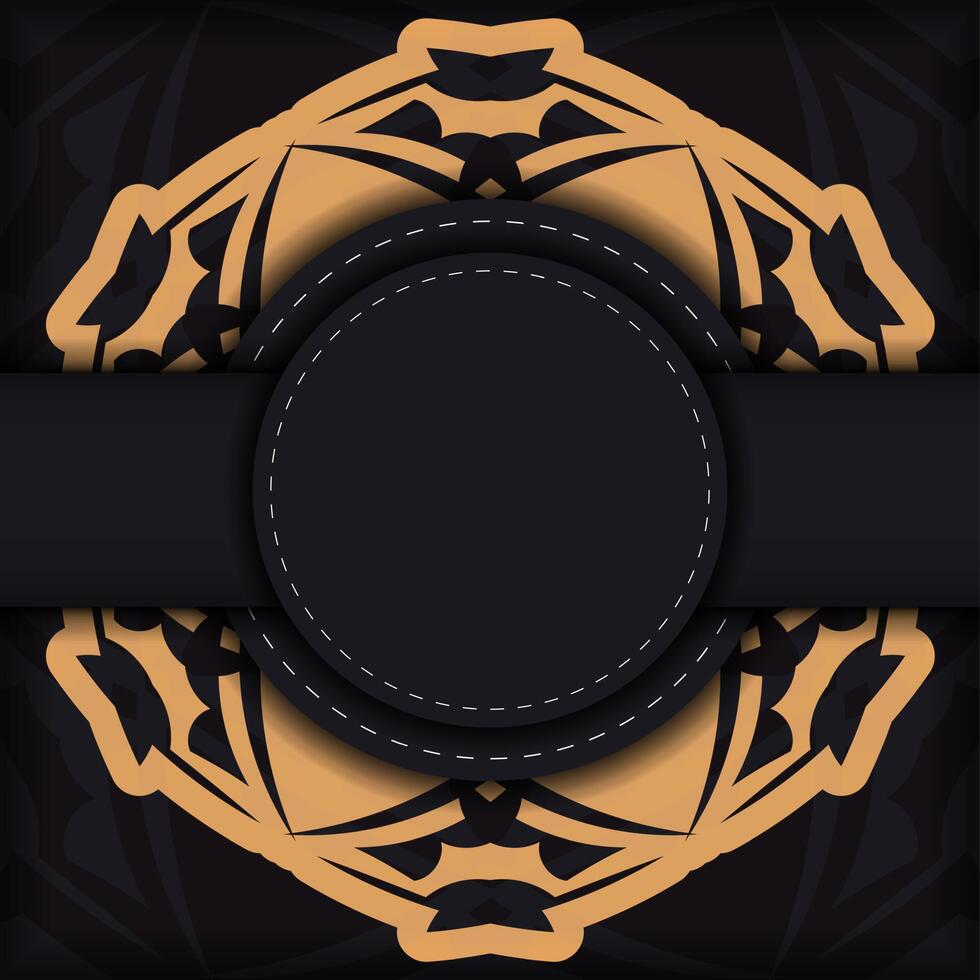 Dark color flyer with orange abstract ornament vector
