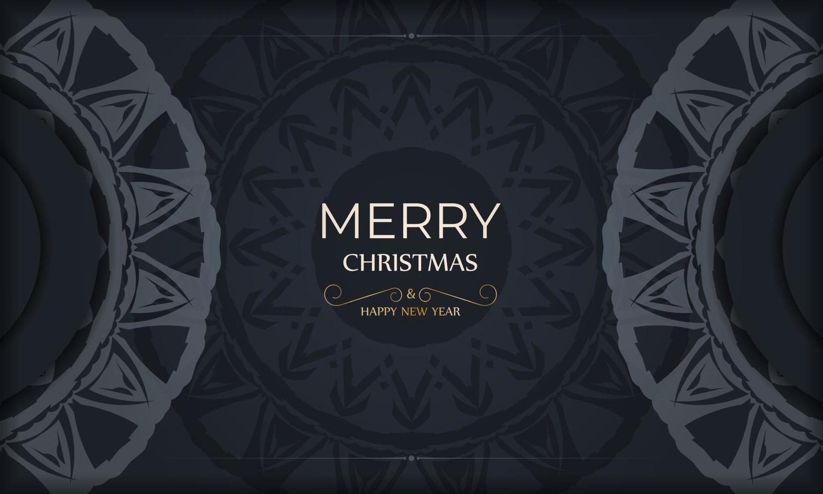 Brochure template Merry christmas dark blue with luxury blue pattern vector