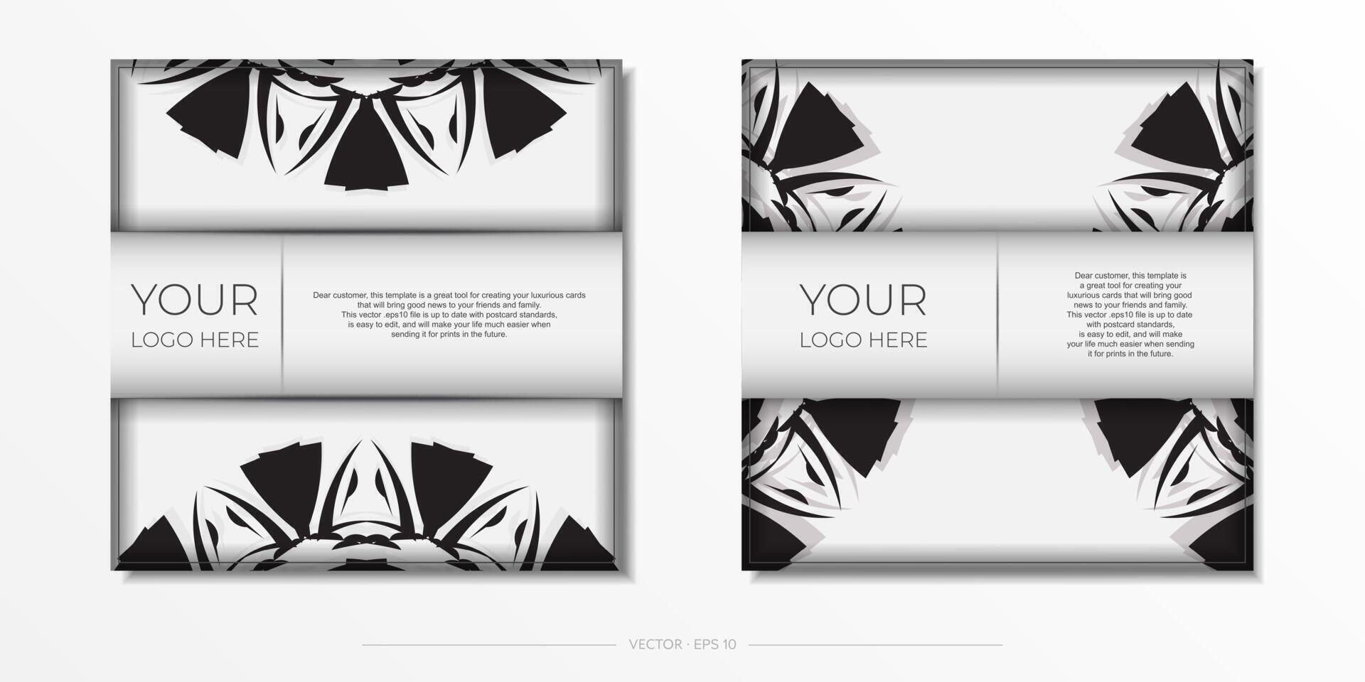 Two black and white business cards with tribal designs vector