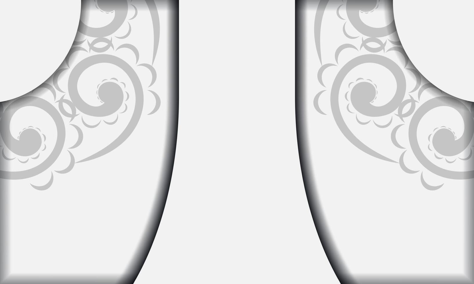 A pair of white and gray curtains with a design vector