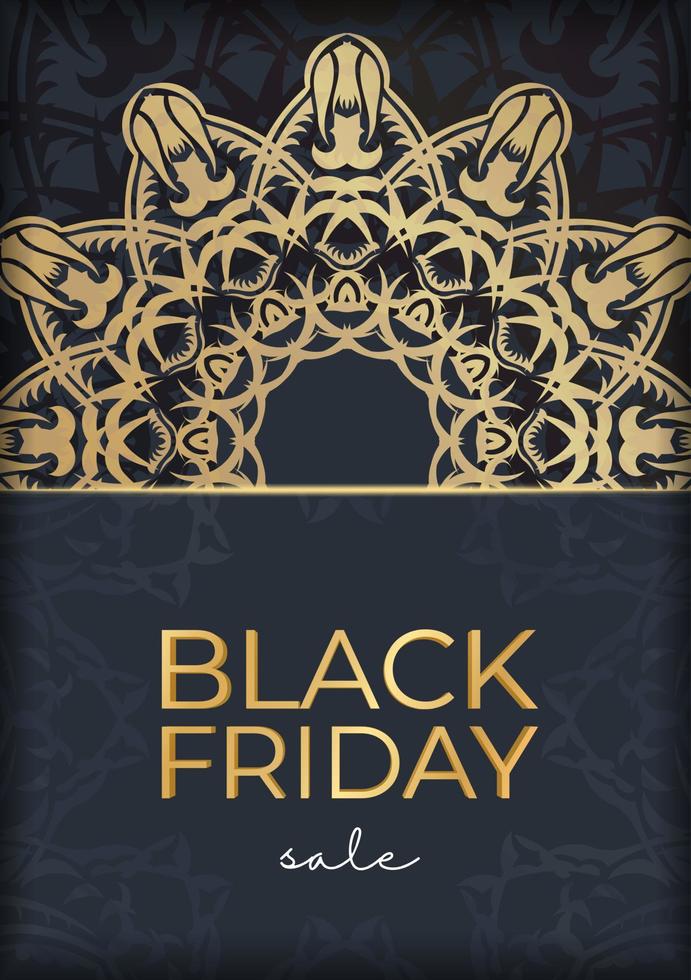 Celebratory advertising sale of black friday dark blue with a Greek ornament vector