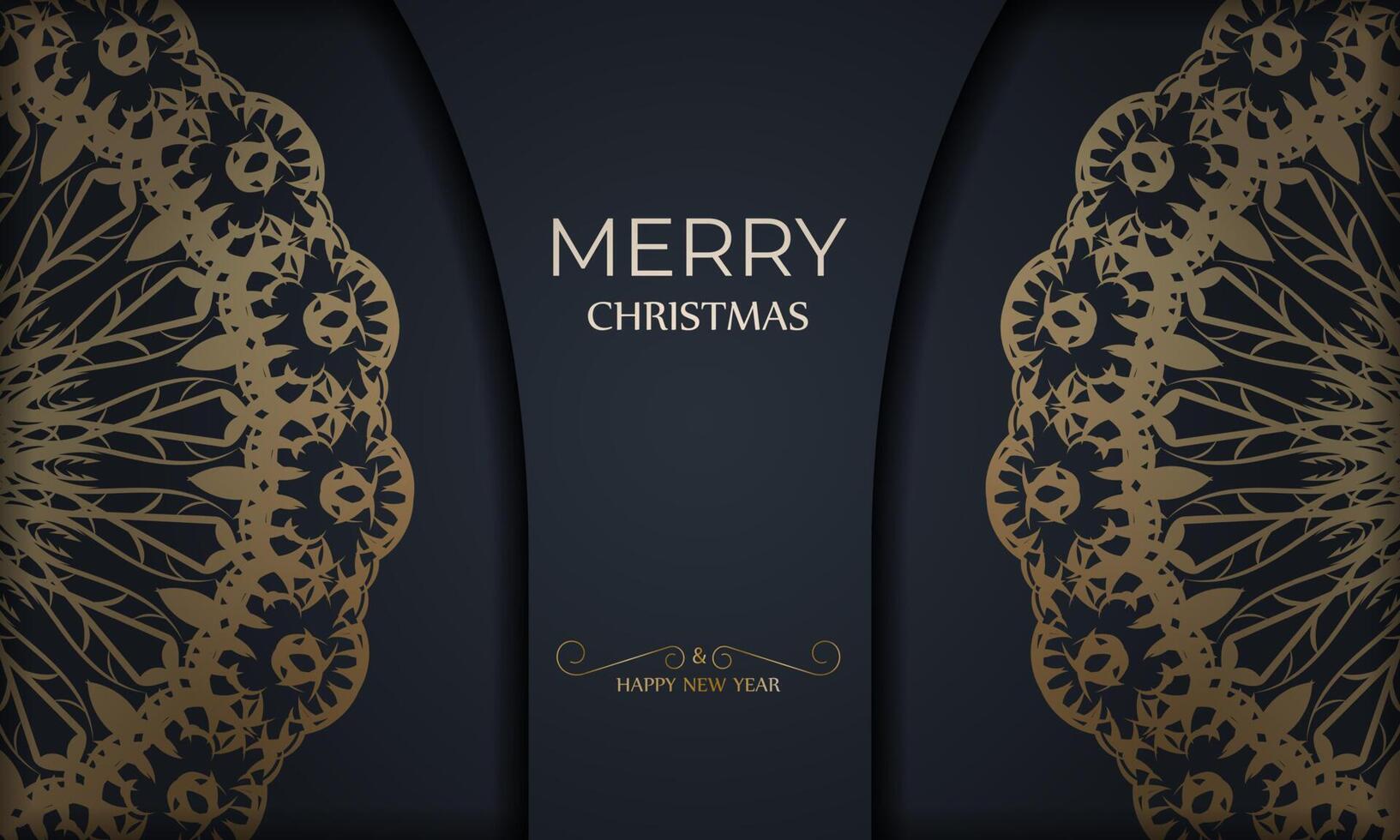 Dark blue Happy New Year Brochure template with luxury blue ornaments vector