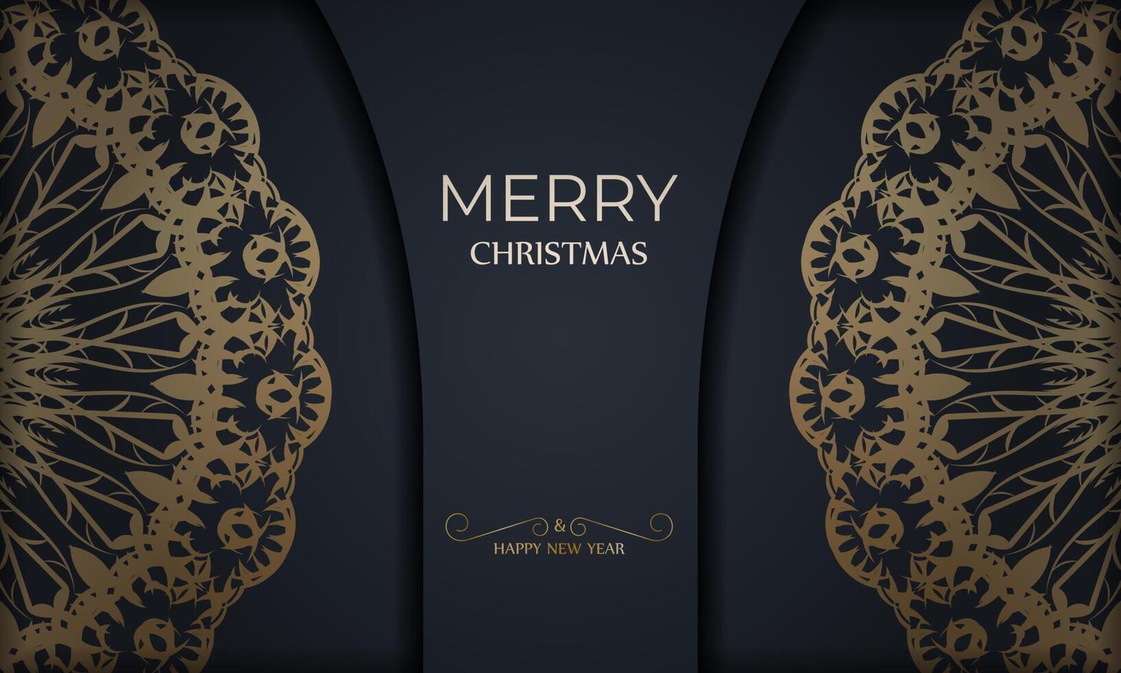 Dark blue Happy New Year Brochure template with luxury blue ornaments vector