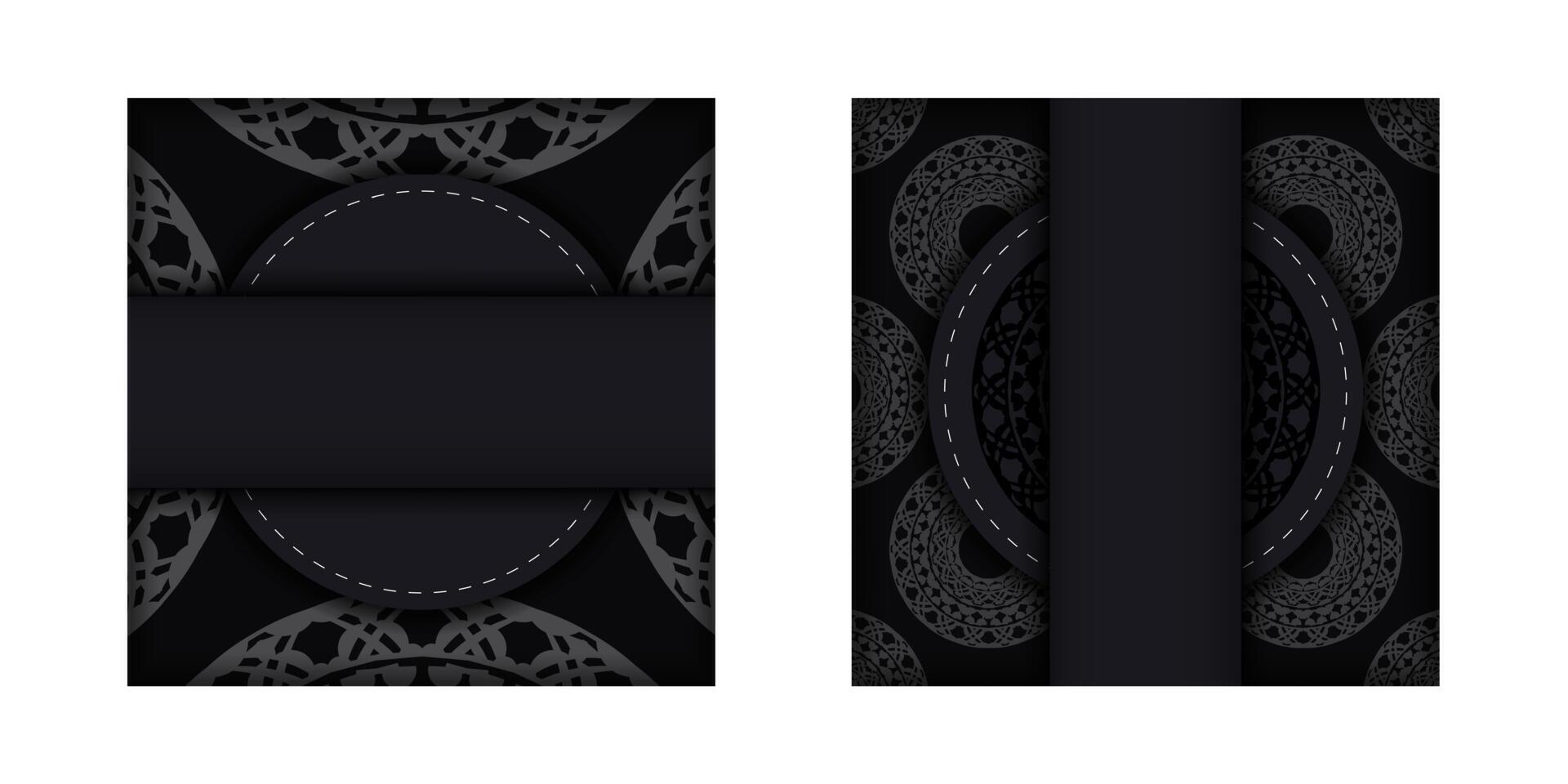 Black color brochure with dark abstract pattern vector