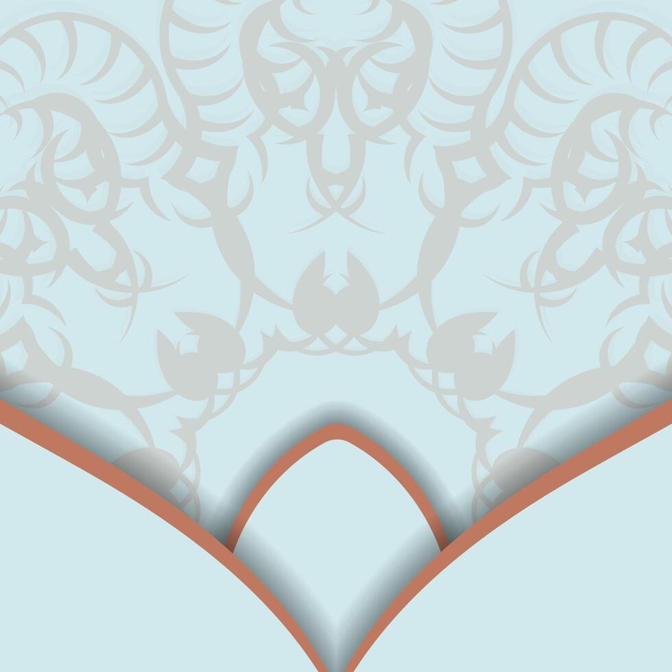 The postcard is aquamarine with a vintage coral pattern and is ready for print. vector