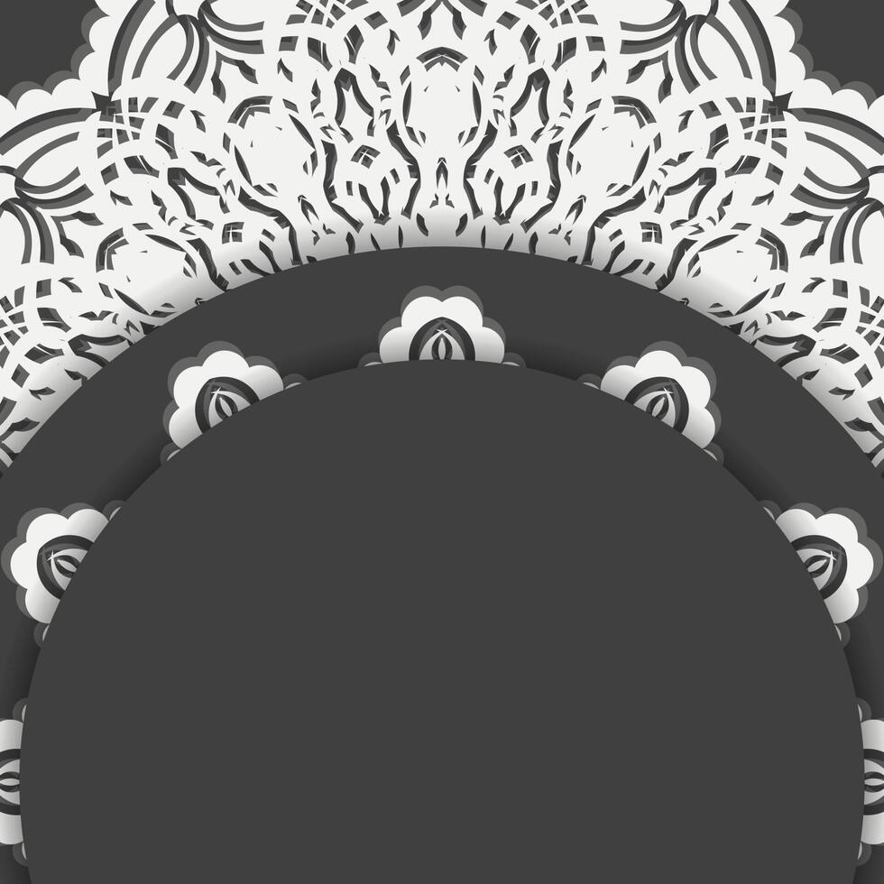 Postcard in black with Indian white ornaments prepared for typography. vector