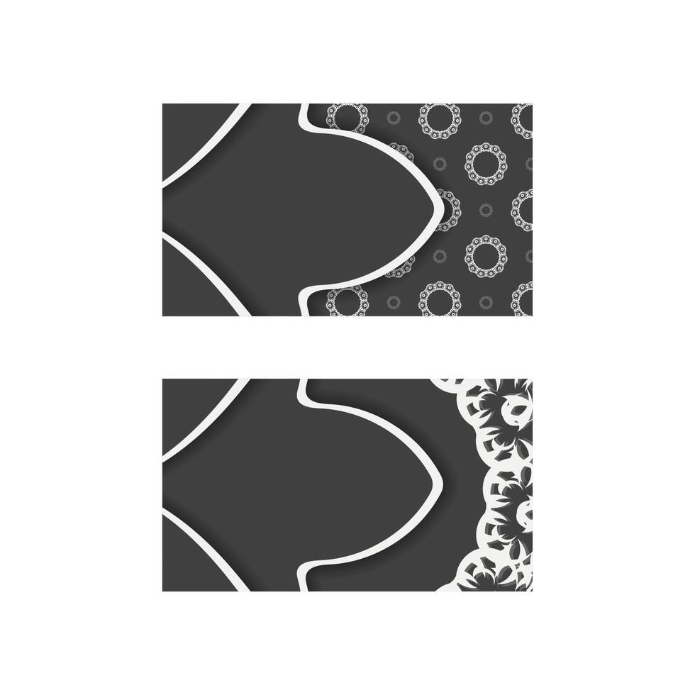 Black business card with abstract white pattern for your brand. vector