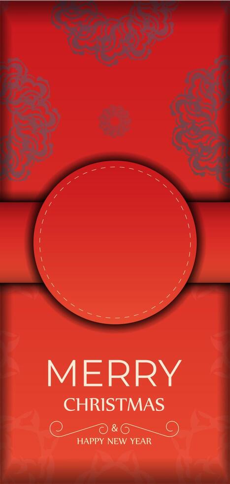 Red color happy new year flyer with luxury burgundy ornament vector