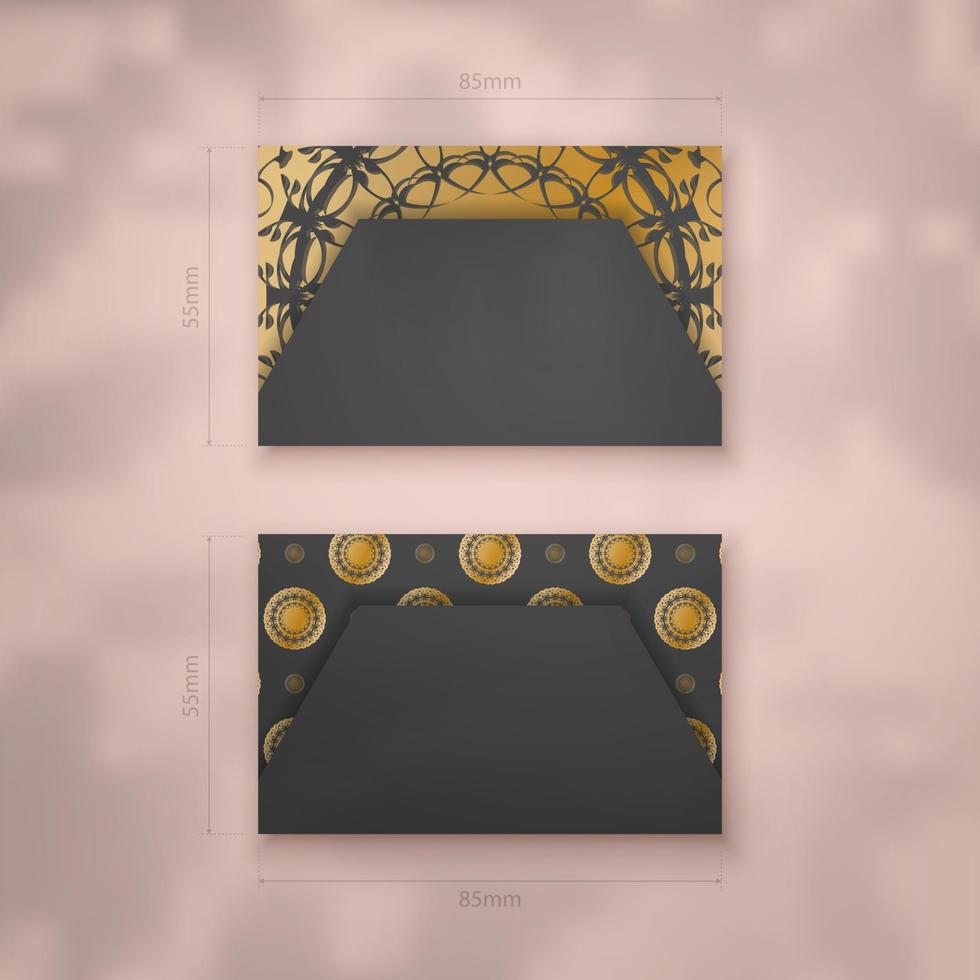 Presentable business card in black with Greek gold ornaments for your brand. vector