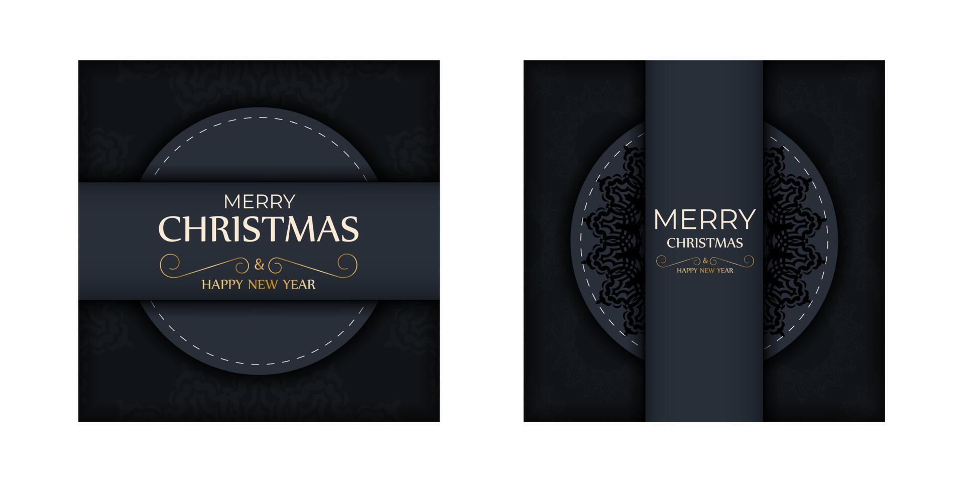 Two black and white christmas cards with ornate designs vector