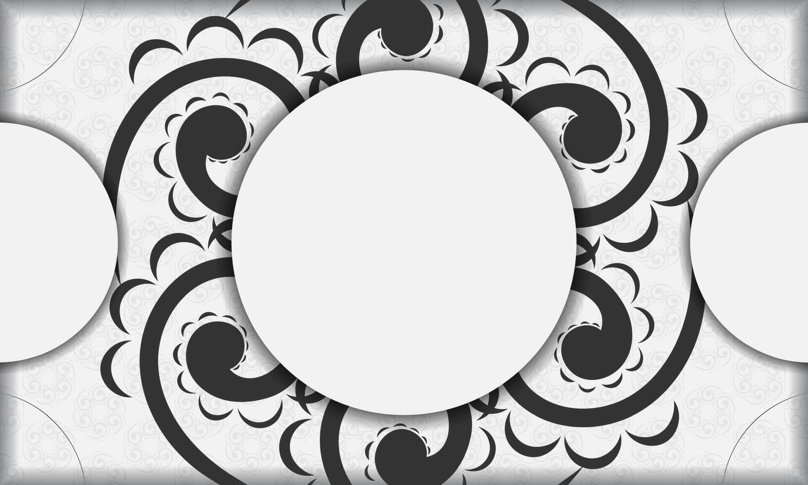 Greeting Brochure in white with black vintage pattern vector